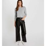 Pantaloni In Ecopelle a Gamba Larga