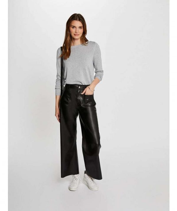 Pantaloni In Ecopelle a Gamba Larga