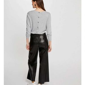 Pantaloni In Ecopelle a Gamba Larga