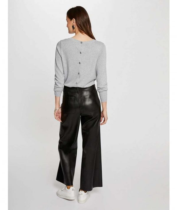 Pantaloni In Ecopelle a Gamba Larga