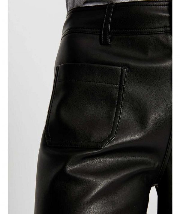 Pantaloni In Ecopelle a Gamba Larga
