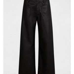 Pantaloni In Ecopelle a Gamba Larga