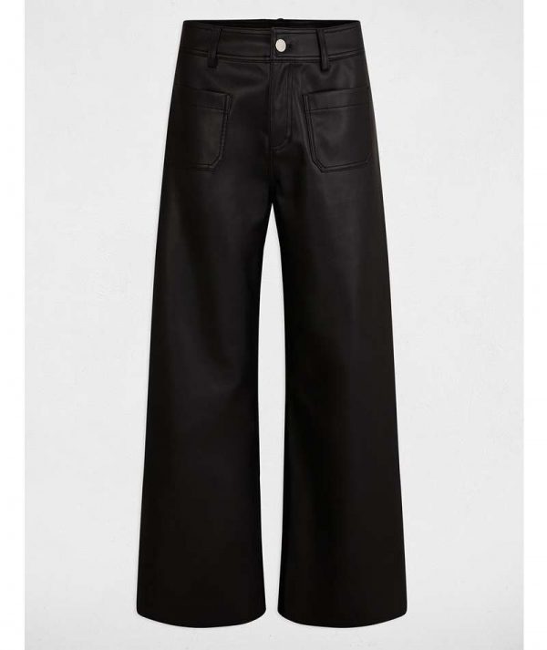 Pantaloni In Ecopelle a Gamba Larga