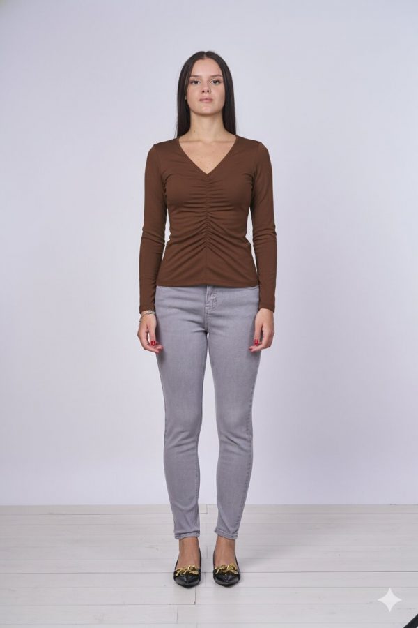Maglia Scollo a v In Lana e Bamboo