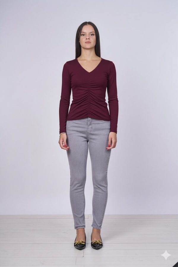 Maglia Scollo a v In Lana e Bamboo