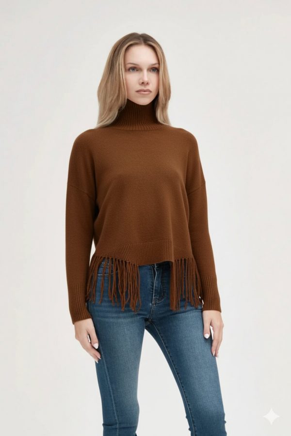 Maglia Scollo Vulvano Con Frange