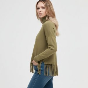 Maglia Scollo Vulvano Con Frange