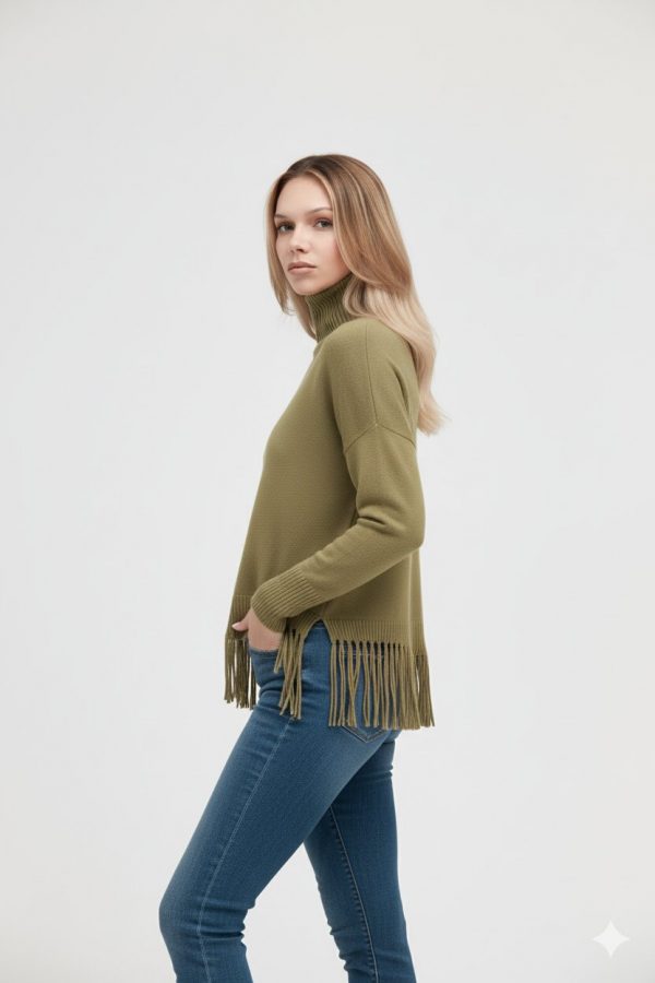 Maglia Scollo Vulvano Con Frange