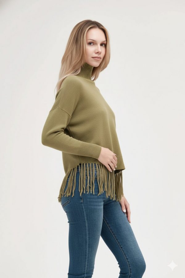 Maglia Scollo Vulvano Con Frange