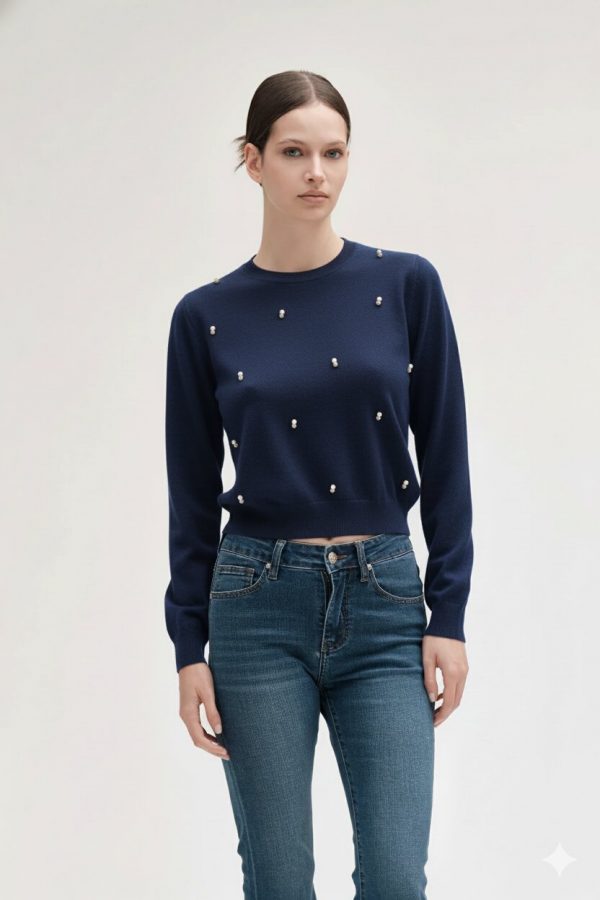 Maglia Perle e Strass 002693BLU_1jpg Maglia Perle e Strass