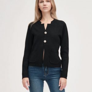 Cardigan Bottone Gioiello In Viscosa