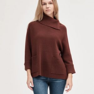 Maglia Over Collo e Tasche Coste