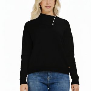 Maglia Collo Aperto Con Bottoni Viscosa