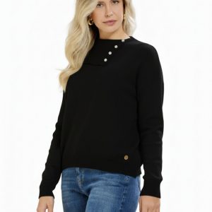 Maglia Collo Aperto Con Bottoni Viscosa