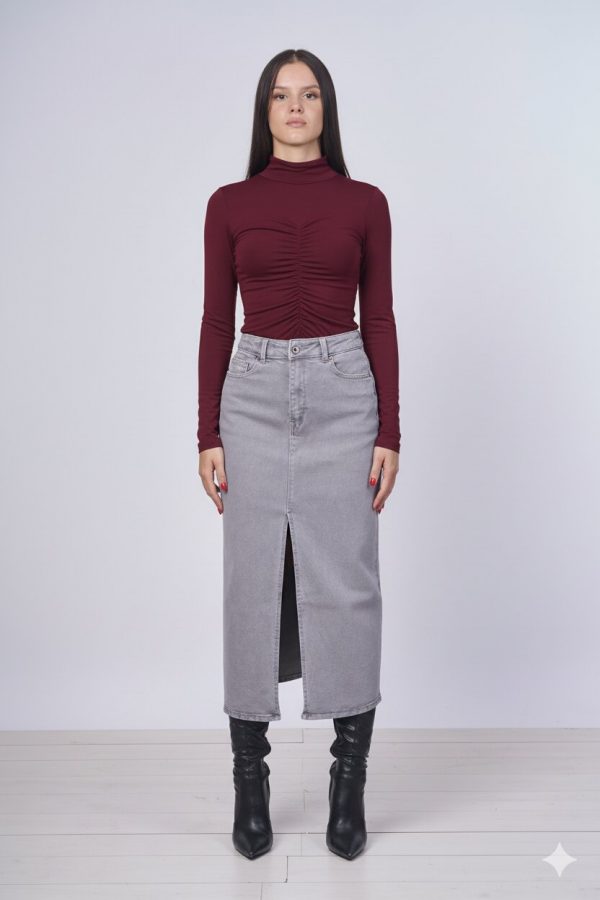 Maglia Mezzo Collo In Lana e Bamboo