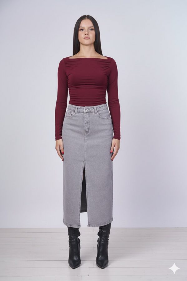 Maglia Scolla Barca In Lana e Bamboo