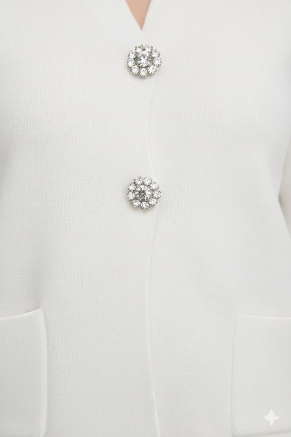 Cardigan Bottone Gioiello In Viscosa