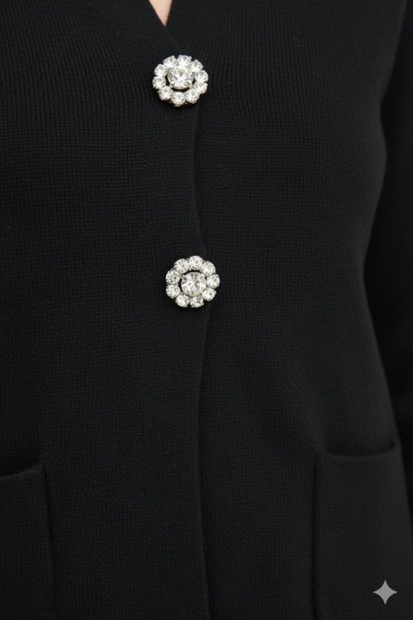 Cardigan Bottone Gioiello In Viscosa