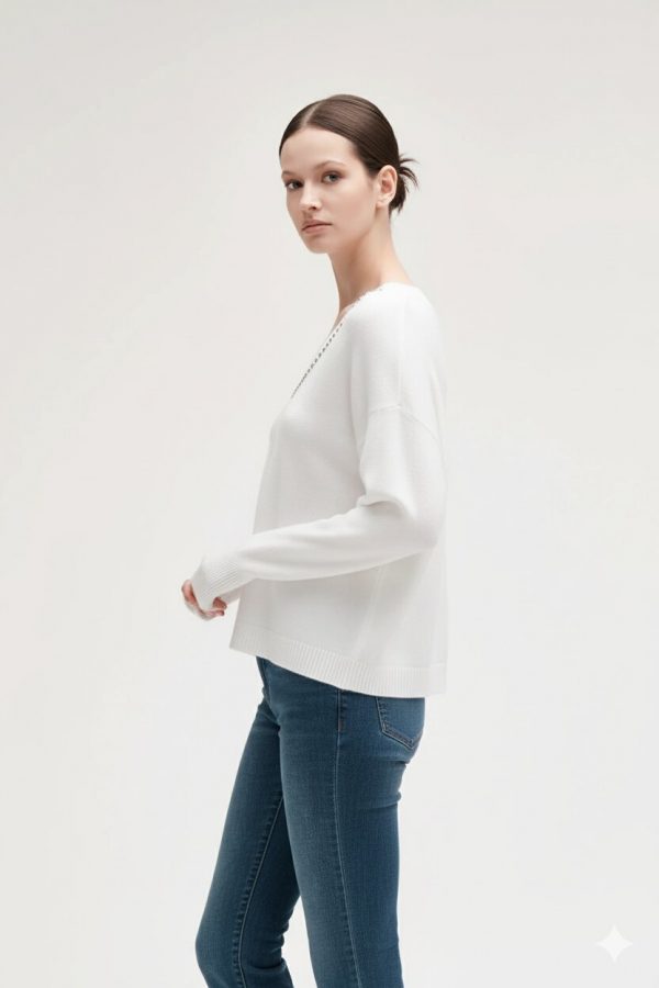 Maglia Cont Strass Scollo a V