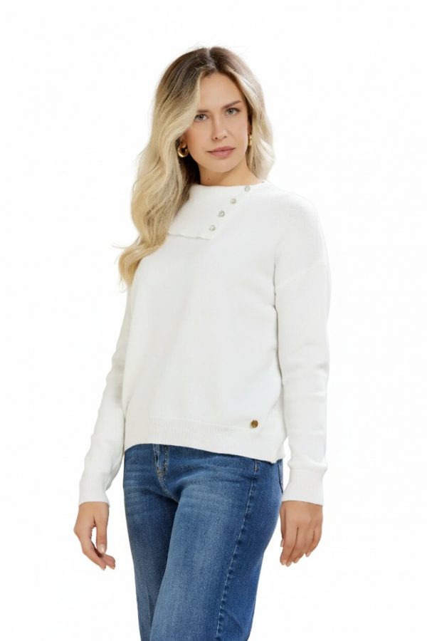 Maglia Collo Aperto Con Bottoni Viscosa