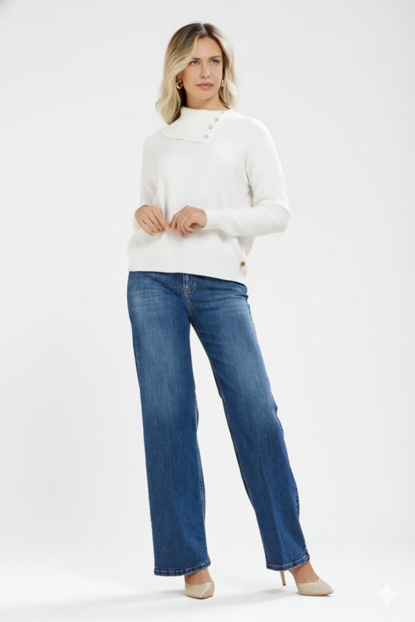 Maglia Collo Aperto Con Bottoni Viscosa