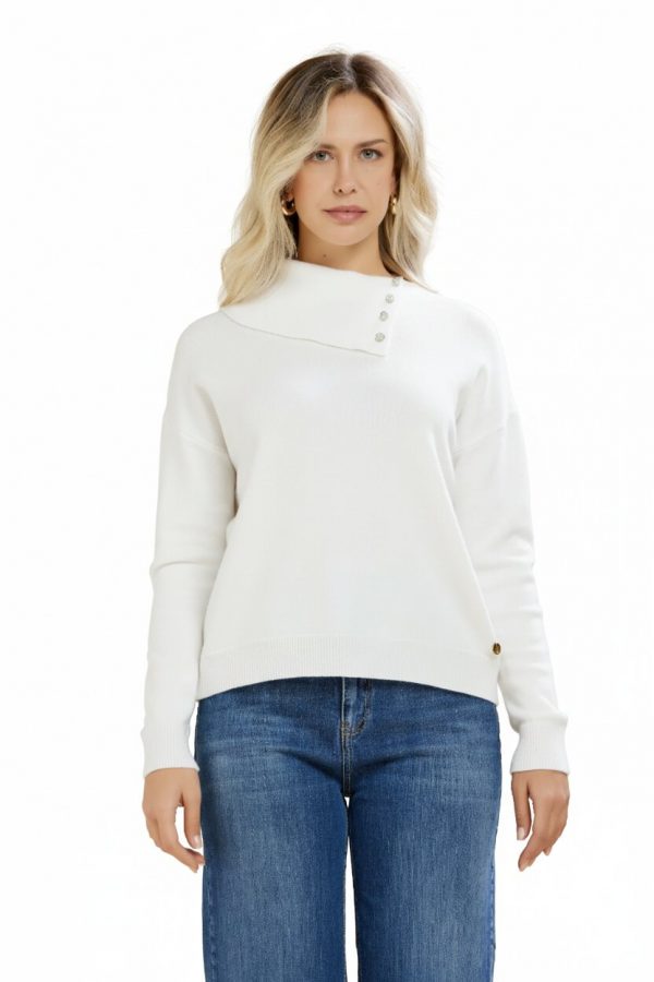 Maglia Collo Aperto Con Bottoni Viscosa